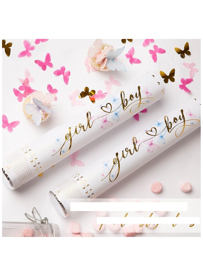 4 قطعة من مدفع قصاصات الورق الملون للكشف عن الجنين لون وردي على شكل فراشة - Image 5