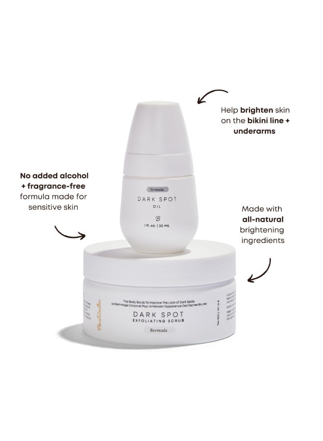 Bushbalm Ultimate Brightening Routine Radiant Reset Exfoliating Ingrown Hair Pads Bermuda Body Scrub and Bermuda Dark Spot Oil with TXA AHA and BHA for Dark Spots Ingrown Hair Razor Bumps - Image 3