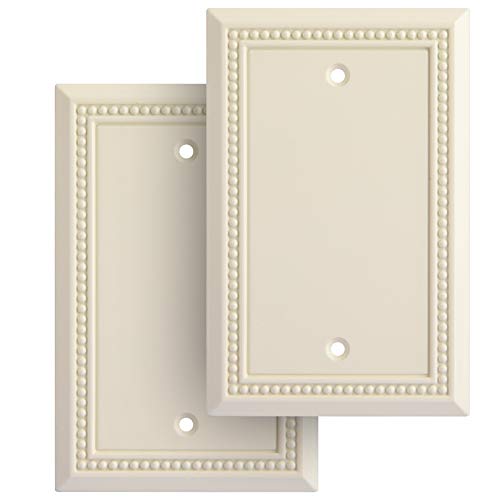 Henne Bery Sunken Pearls Heavy Duty Switch Plate/Wall Plate/Outlet Cover (Single Blank 2PK, Light Almond - Image 1