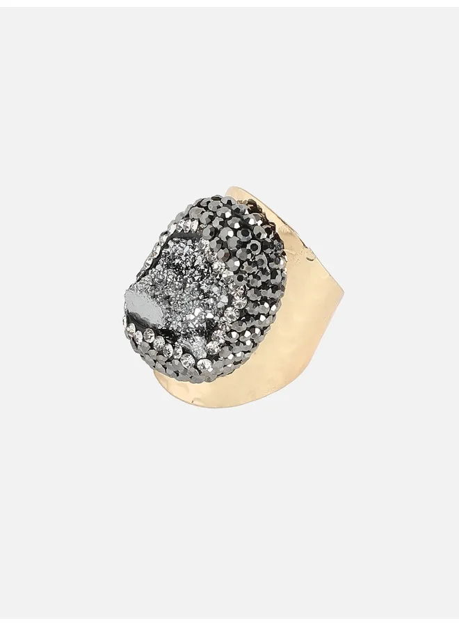 SOHI Crystal Crest Statement Artificial Ring Jewellery