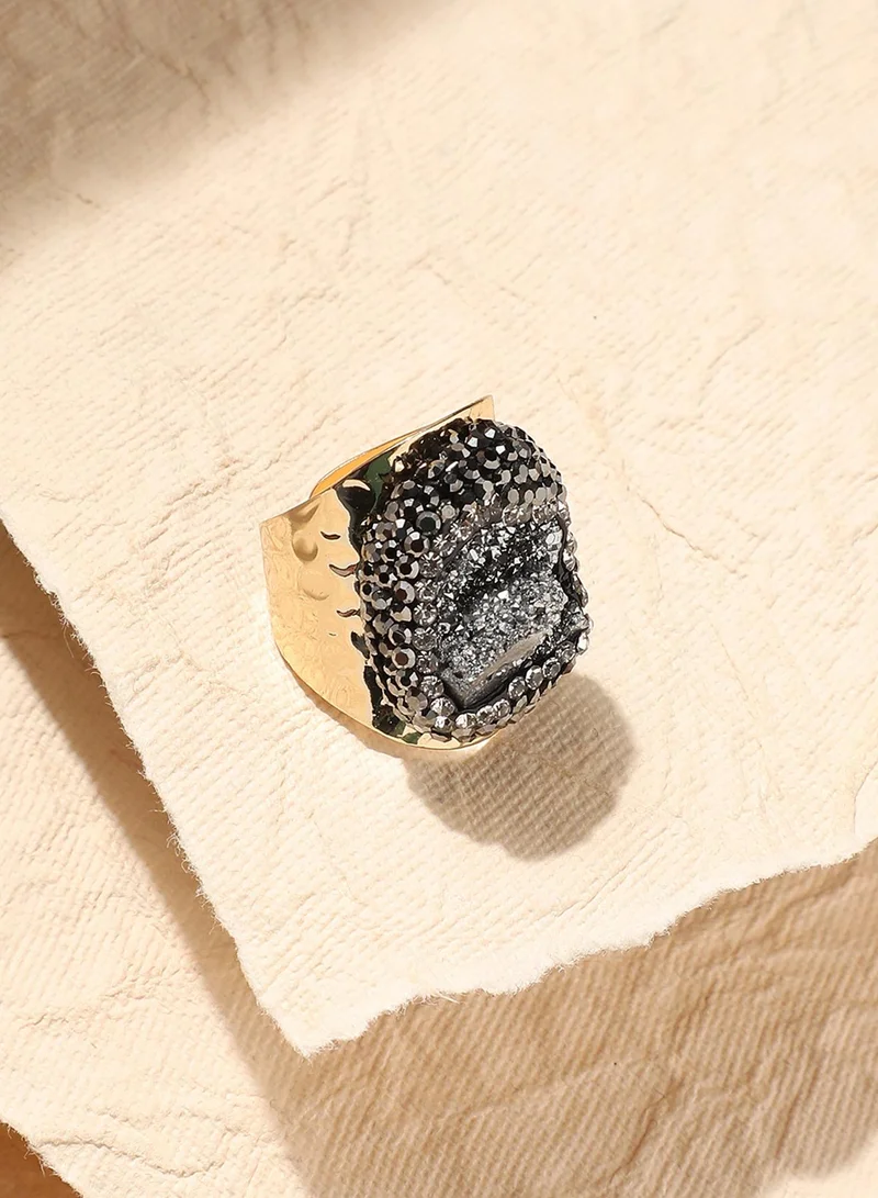 SOHI Crystal Crest Statement Artificial Ring Jewellery