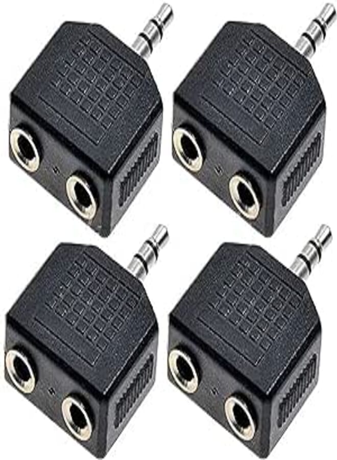 OR 4pcs 3.5mm Audio Headphone Cable Cord Splitter Adapter Jack Y One to Two Stereo, Wired