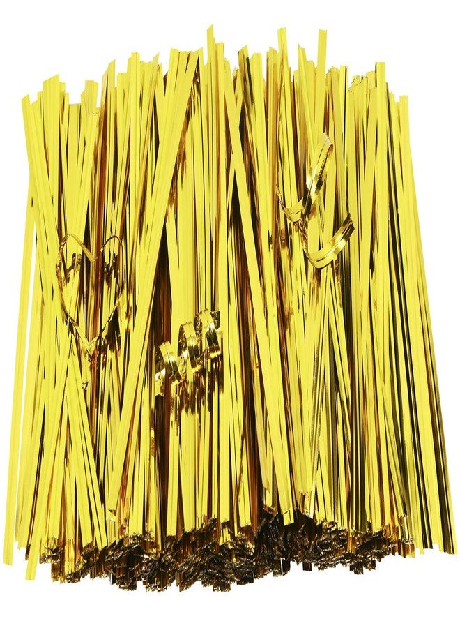 Mini Skater 6 Inches 800 Pieces Metallic Plastic Twist Ties Bag Ties for Cellophane Party Bag (800, Gold - Image 1