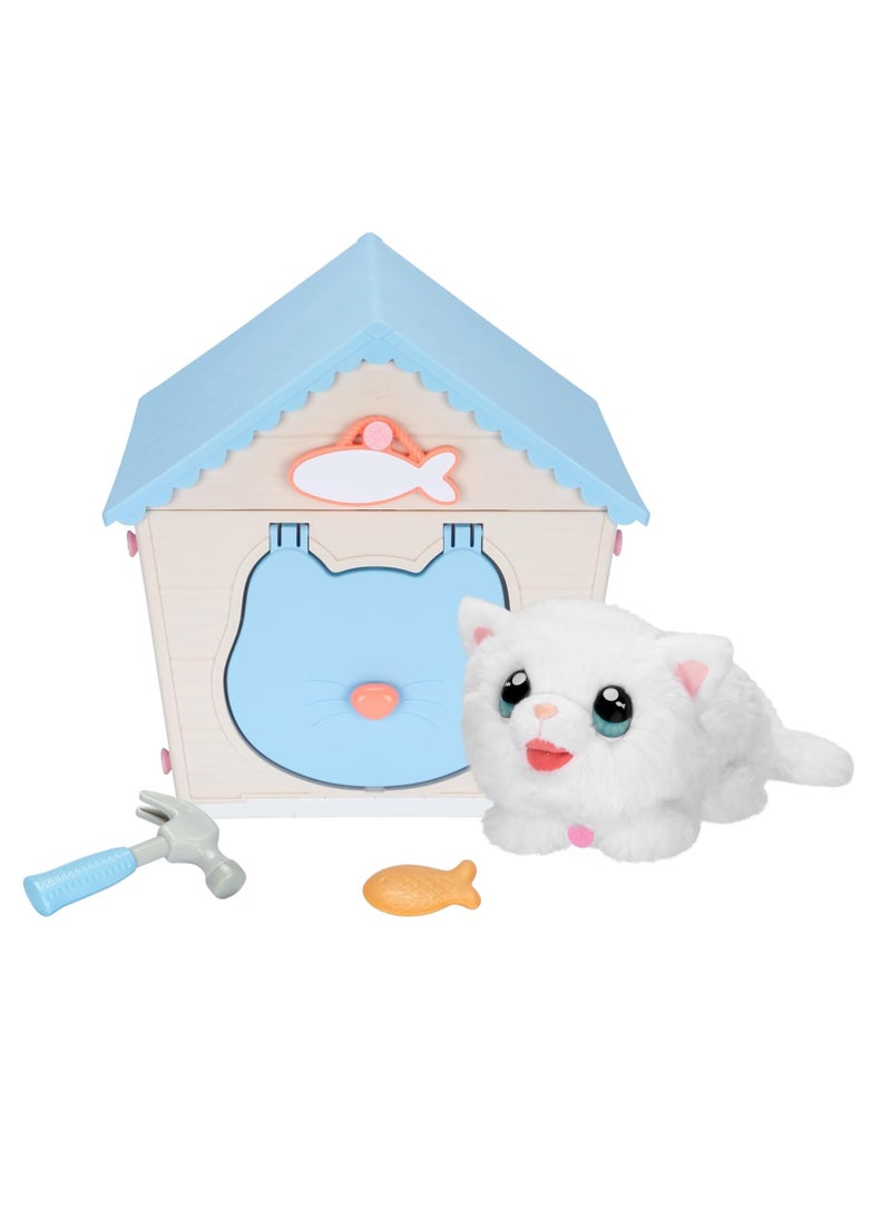 LITTLE LIVE PETS My Kitty's Home | Interactive Playset | Buildable Kitty House, Includes Playful Kitty with Over 25 Sounds and Reactions, Name Plate, Fish Biscuit Toy | Unisex | Ages 4 and Up - Image 1
