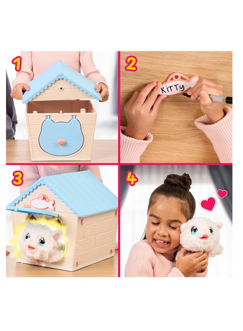 LITTLE LIVE PETS My Kitty's Home | Interactive Playset | Buildable Kitty House, Includes Playful Kitty with Over 25 Sounds and Reactions, Name Plate, Fish Biscuit Toy | Unisex | Ages 4 and Up - Image 4