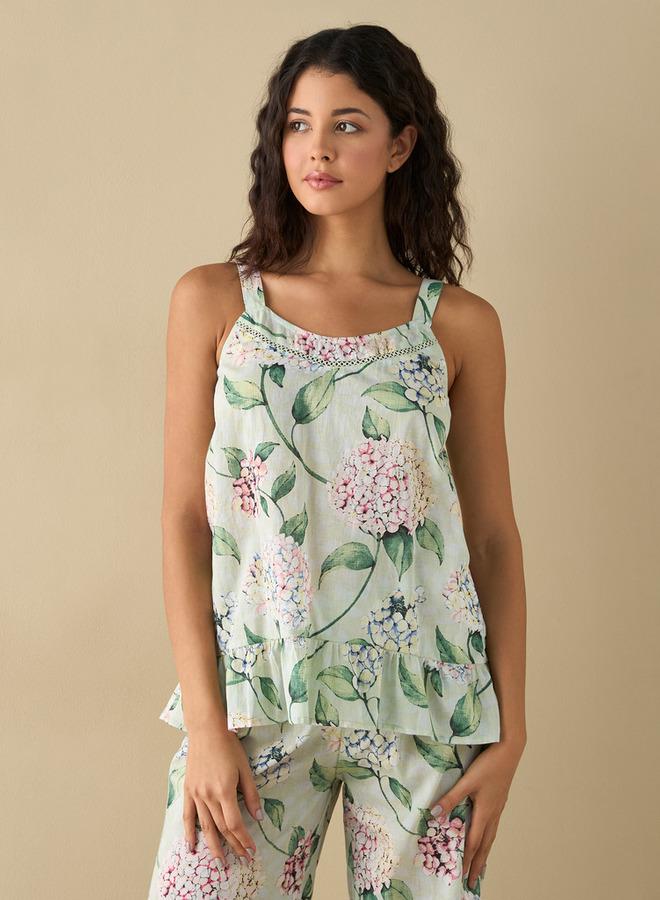 Splash FAV All-Over Floral Print Sleeveless Top and Pyjama Set - Image 2