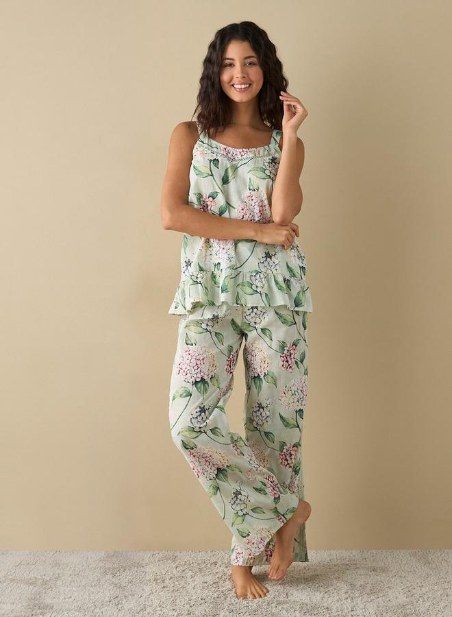 Splash FAV All-Over Floral Print Sleeveless Top and Pyjama Set - Image 1