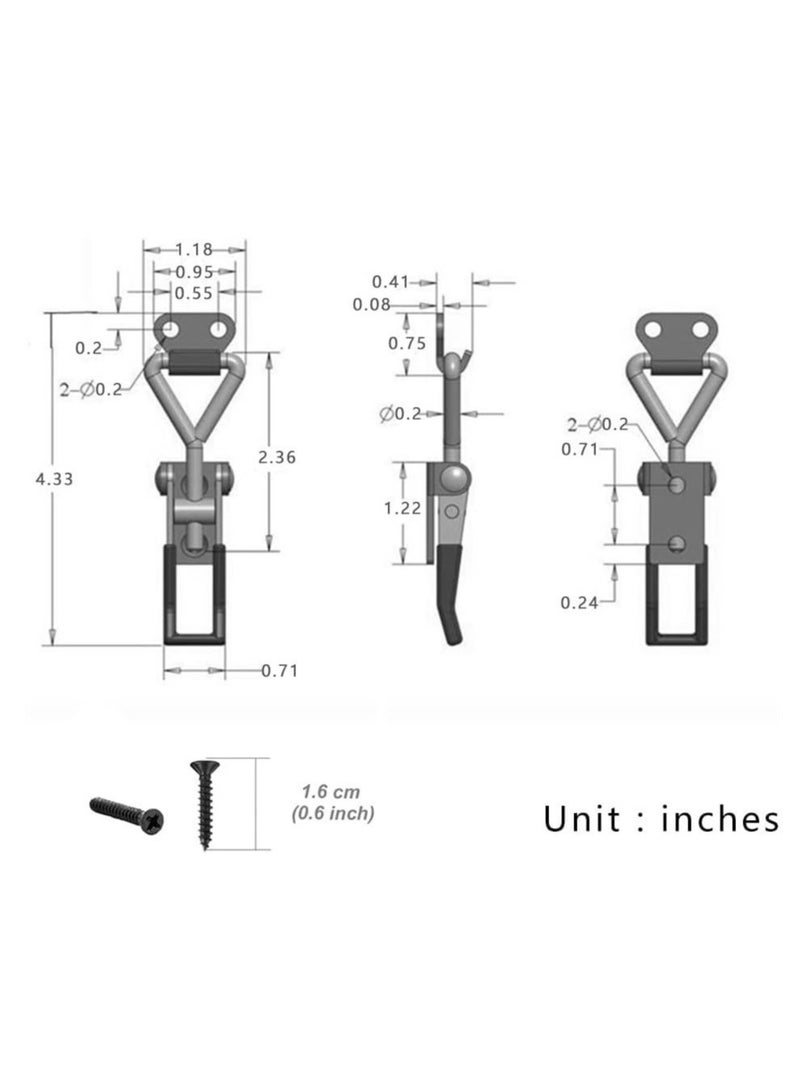 كابتن تيك 6 Pack Toggle Latch Clamp 4001, Adjustable Toggle Clamp Latch, Heavy Duty Toggle Latches, 330 Lbs Holding Capacity Pull Latch Clamp for Lid Jig, Tool Box Case - Image 3