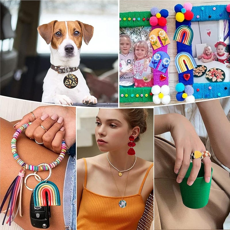 كلاراكو ١٨ قطعة من قوالب تقطيع طين البوليمر، قوالب تقطيع أقراط من الطين مع بطاقات وخطافات للأقراط لتزيين الكيك - Image 2