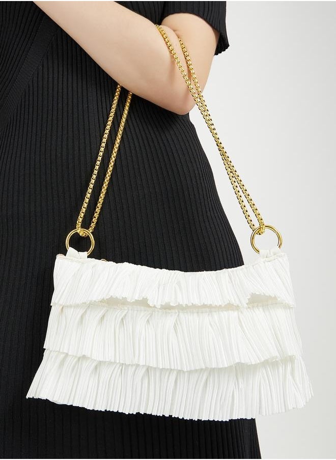 Styli Textured Layer Detail Chain Clutch Bag  - Image 3