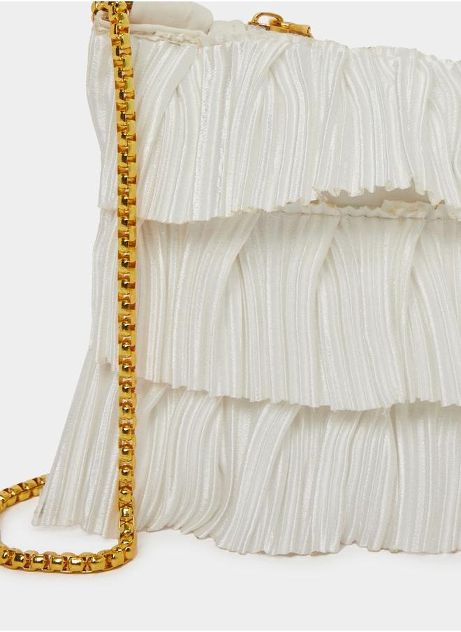 Styli Textured Layer Detail Chain Clutch Bag  - Image 4