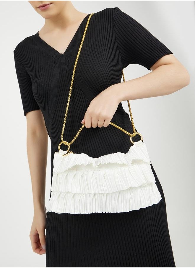 Styli Textured Layer Detail Chain Clutch Bag  - Image 2