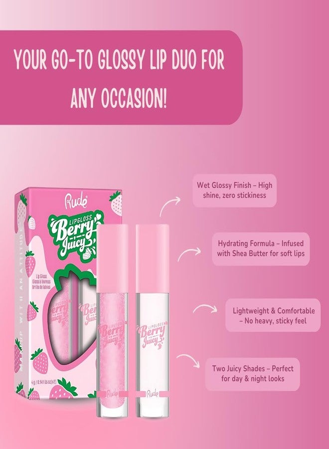 RUDE Cosmetics Berry Juicy Lip Gloss for Women, High Shine Lip Glosses Set, Moisturizing & Hydrating Lipgloss for Girls, Ideal for Day & Night Makeup Looks, Pure & Flirty - Image 5