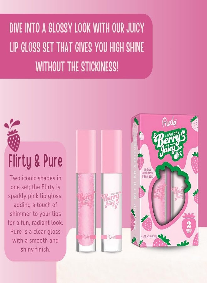 RUDE Cosmetics Berry Juicy Lip Gloss for Women, High Shine Lip Glosses Set, Moisturizing & Hydrating Lipgloss for Girls, Ideal for Day & Night Makeup Looks, Pure & Flirty - Image 4