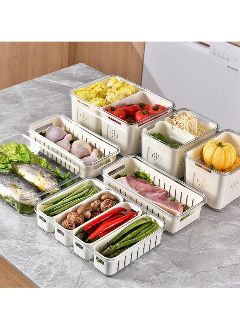 XVersion Fridge Organizers and Storage with 3 Drain Basket Kitchen Food Container and Organizer Box Kitchen Containers & Storage for Vegetable and Fruit Salad Strainer (3 in 1)  - Image 5