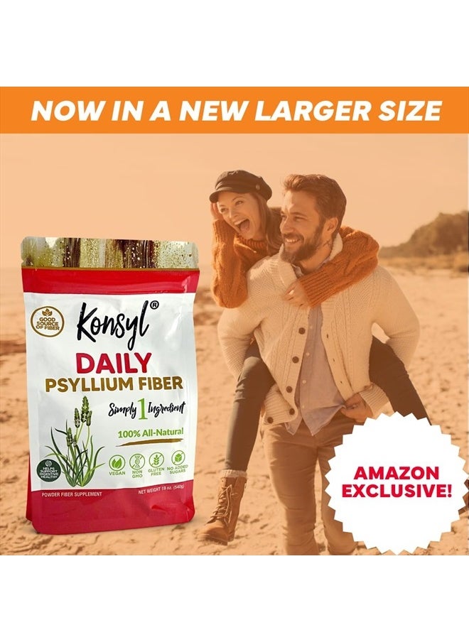 Konsyl - Daily Psyllium Fiber 540g / 19oz - Non-GMO, Vegan, Keto-Friendly, Fiber Supplement Powder - Supports Digestive Health (19 Ounce) - Image 1