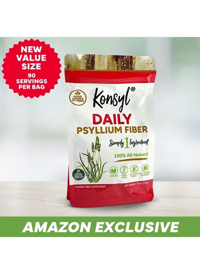 Konsyl - Daily Psyllium Fiber 540g / 19oz - Non-GMO, Vegan, Keto-Friendly, Fiber Supplement Powder - Supports Digestive Health (19 Ounce) - Image 1