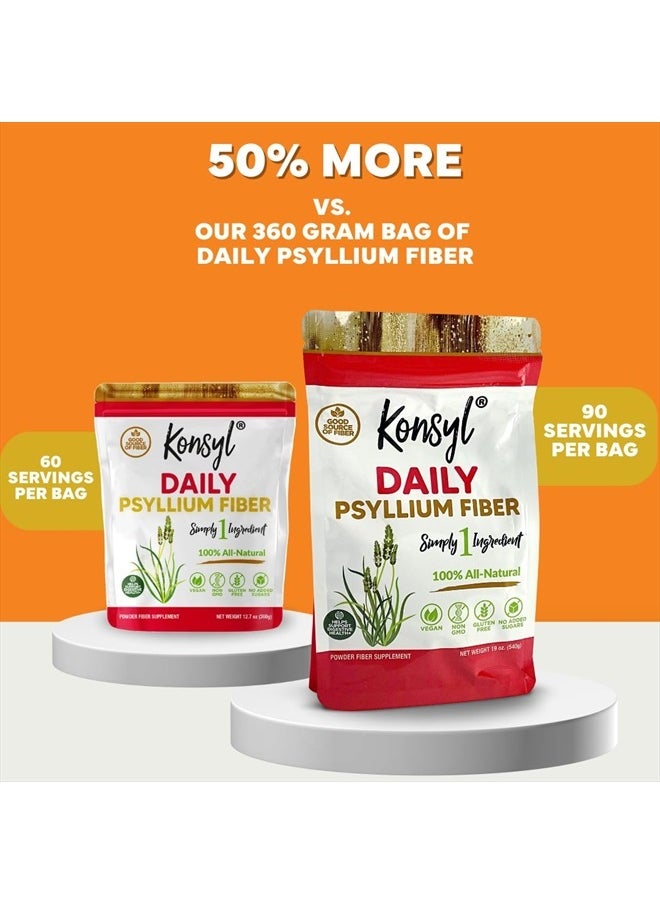 Konsyl - Daily Psyllium Fiber 540g / 19oz - Non-GMO, Vegan, Keto-Friendly, Fiber Supplement Powder - Supports Digestive Health (19 Ounce) - Image 1