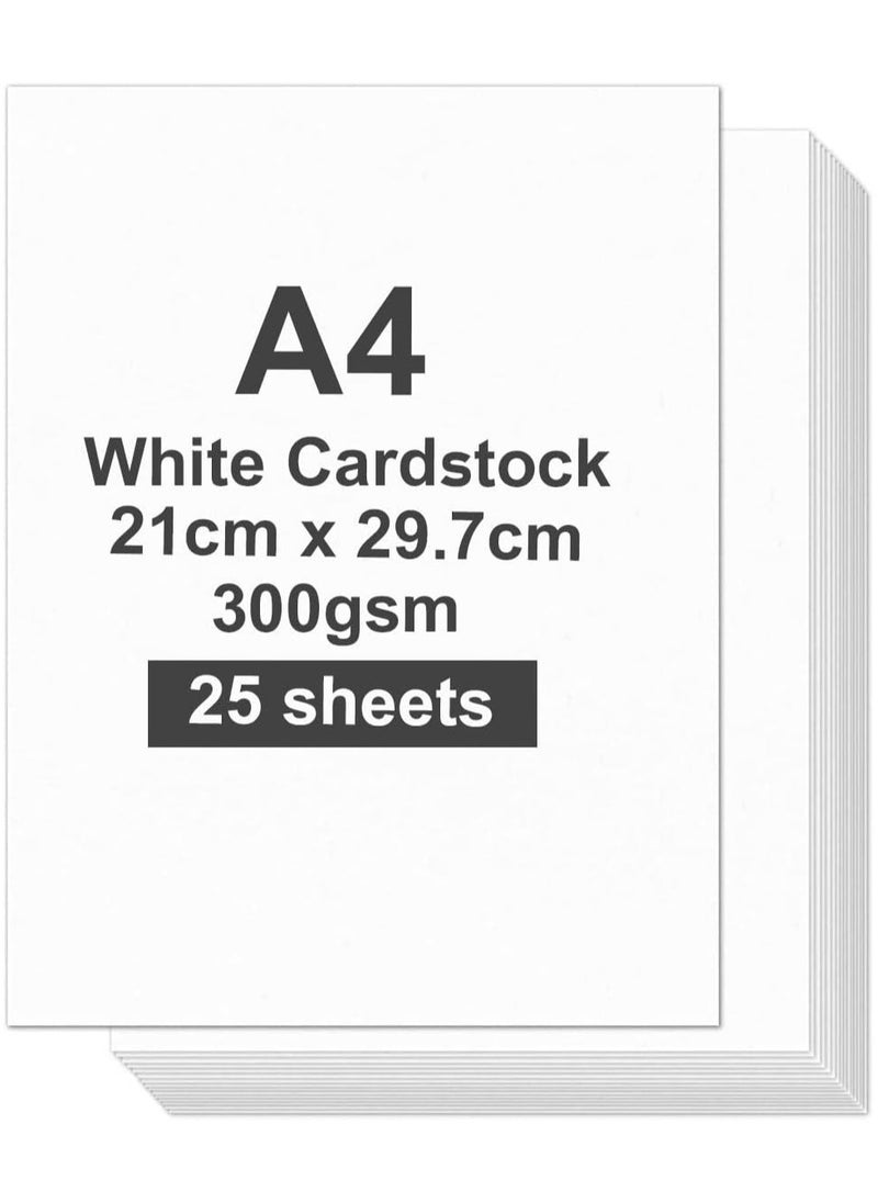 MARKQ White Cardstock, A4 300gsm Thick Paper sheets Heavyweight card Paper for Printing Scrapbooking Card Making Invitations Menus Flyers DIY Arts Crafts, 25 sheets, 21 cm x 29.7 cm  - Image 1
