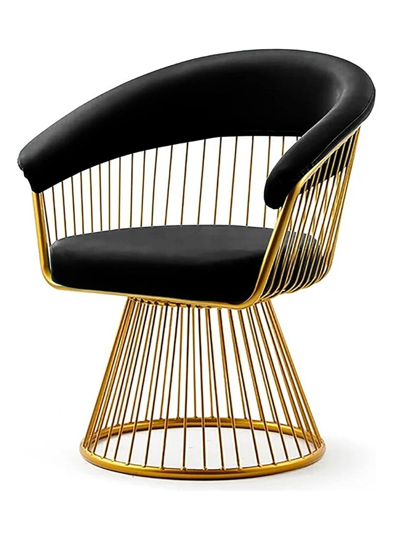 DubaiGallery Makeup Vanity Chair Modern Dining Chair Stool with Backrest Gold Metal Legs and Elegant Tufted Back 