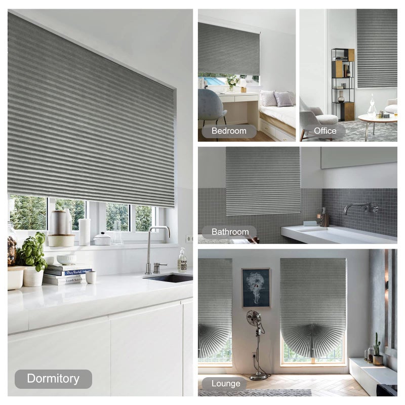 Jlong Blinds for Windows Cordless Temporary Shades Paper No Drill Mini Blackout Blinds for Window of Bedroom,Bathroom,Kitchen Office (Grey-Semi Shading, 23.6 * 59"(60 * 150cm)) - Image 3