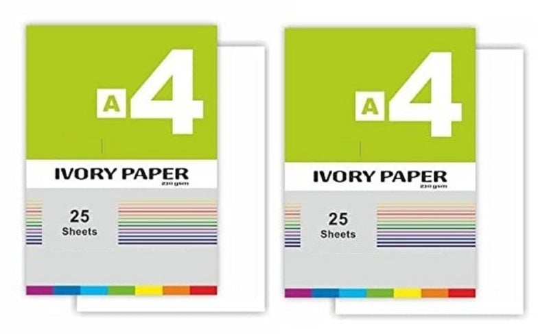 FIRST CLICK FIRST CLICK Lotus Ivory Paper Drawing Papers Sheet 210 GSM Pack of 2 (50 Sheet, A4 Size, Watercolor Sheets) Ideal for Professional & Budding Artists  - Image 1