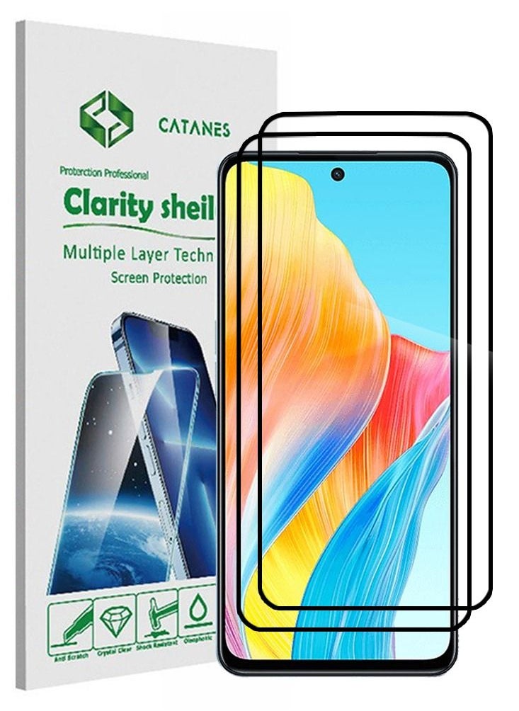 CATANES 2 Pack For Oppo A98 5G Screen Protector Tempered Glass Full Glue Back  - Image 1