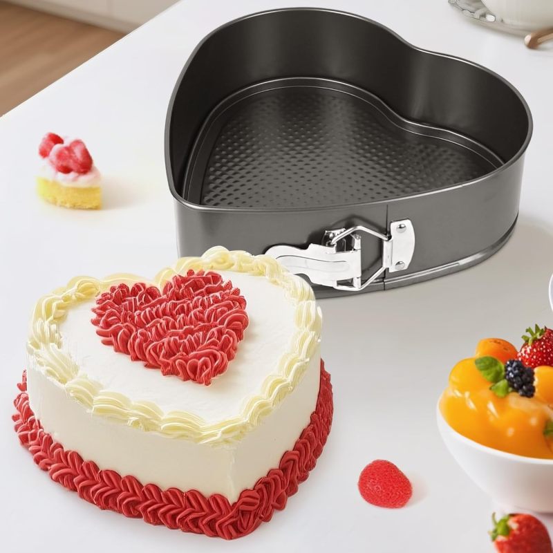 Non-Stick Bucket Mold 20cm Double-Layered Thickened Carbon Steel Cake Pan With Removable Locking Bottom - High-Temperature Food-Grade Coating For Pies Cheesecakes Dessert Cakes For Home Baking - Image 4