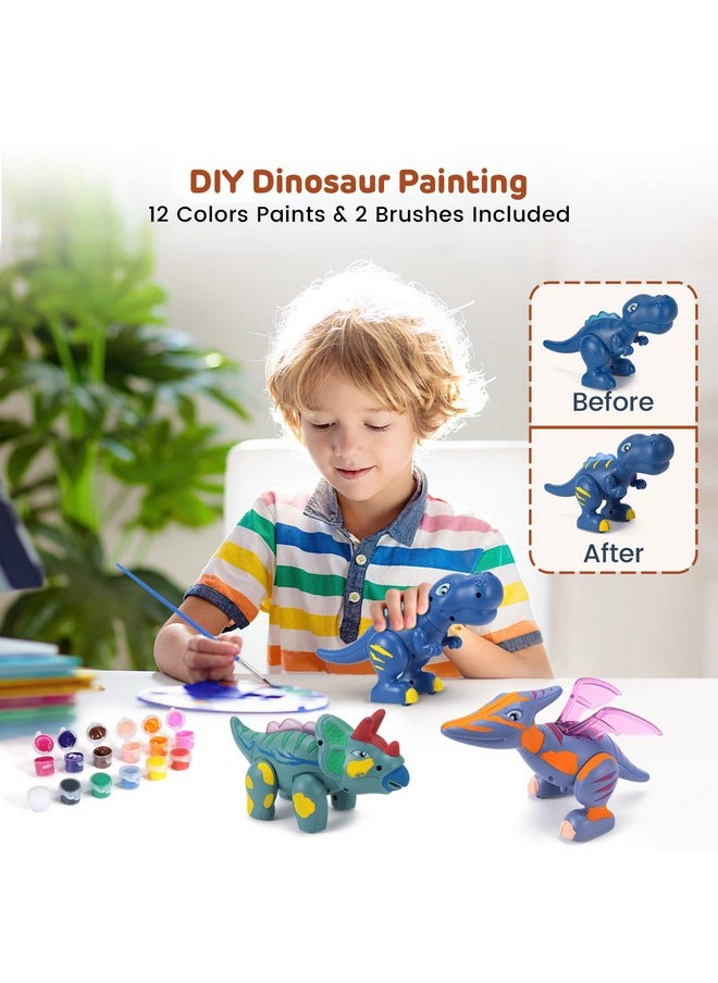 ThinkMax - Magnetic Dinosaur Toys For Kids 35 Take Apart Dinosaur Toys With Light Roar Sound Play Mat & Painting Kit Kids Trex Dinosaur Toys Christmas Birthday Gifts For Boys Girls 2 3 4 5 Year Old - Image 1
