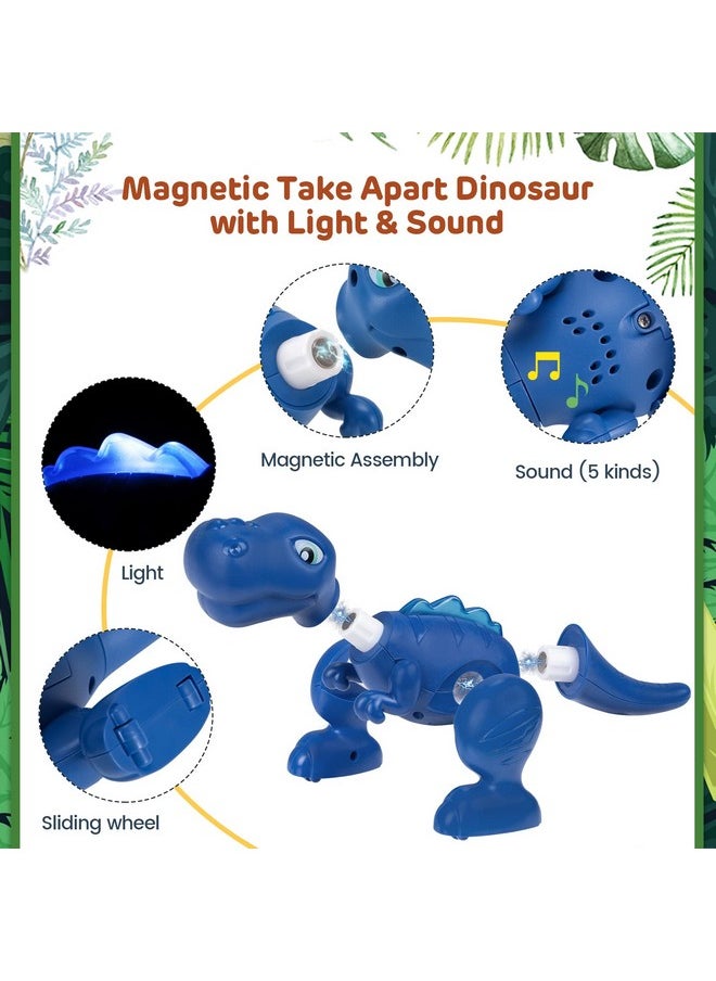 ThinkMax - Magnetic Dinosaur Toys For Kids 35 Take Apart Dinosaur Toys With Light Roar Sound Play Mat & Painting Kit Kids Trex Dinosaur Toys Christmas Birthday Gifts For Boys Girls 2 3 4 5 Year Old - Image 1
