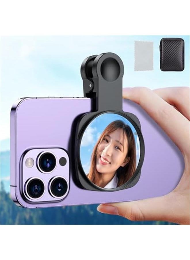 Captaintech Clip Selfie Mirror for Phone Back Camera - Live Streaming, Vlogging, HD Reflective Clip Compatible With iPhone Rear Camera, 2.36  - Image 1