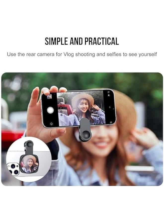 Captaintech Clip Selfie Mirror for Phone Back Camera - Live Streaming, Vlogging, HD Reflective Clip Compatible With iPhone Rear Camera, 2.36  - Image 2