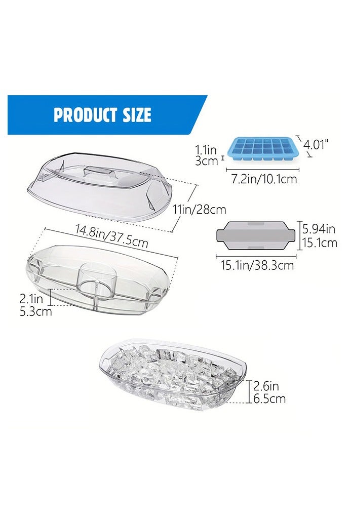 HOMESTAR Fruit Trays for Serving for Party, Appetizer Serving Tray on Ice with Lid, Party Platters for Serving Food, Clear - Image 2