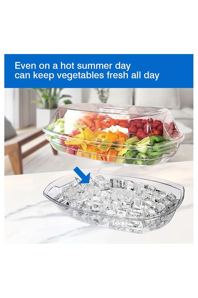HOMESTAR Fruit Trays for Serving for Party, Appetizer Serving Tray on Ice with Lid, Party Platters for Serving Food, Clear - Image 4