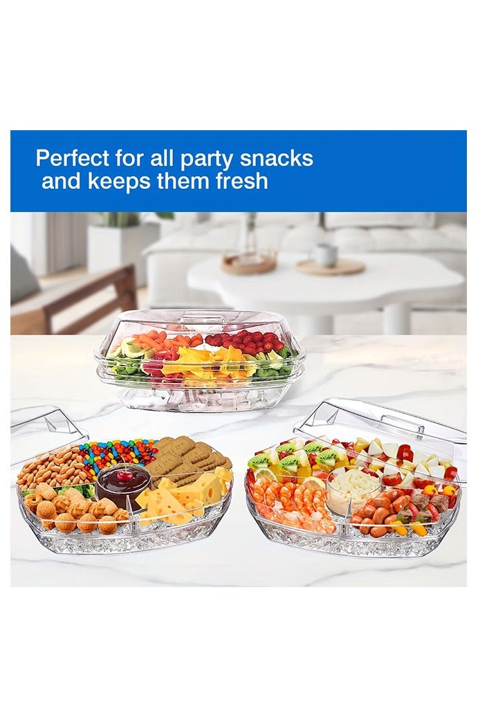 HOMESTAR Fruit Trays for Serving for Party, Appetizer Serving Tray on Ice with Lid, Party Platters for Serving Food, Clear - Image 5