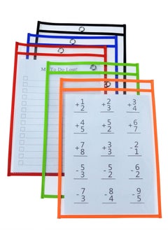 KASTWAVE Reusable Dry Erase Sleeves, Work Ticket Holder Dry Erase Pockets 5 Pack Ideal for Home Study, School & Office, Shop Ticket Holders for Teacher Supplies Clear Dry Erase Pocket 9" x 12"  - Image 4