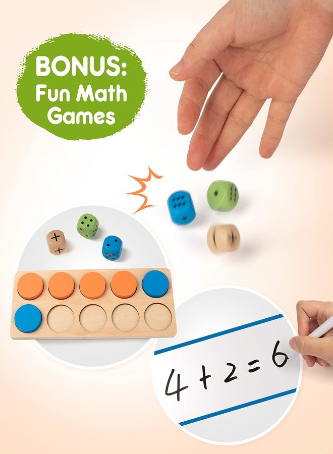 SYNARRY Wooden Ten-Frame Set Math Manipulatives for Kindergarten Elementary 1st 2nd Grade Homeschooling, Addition and Subtraction Montessori Math Games for Chirldren, Counters Toys for Kids Ages 3-8 - Image 4