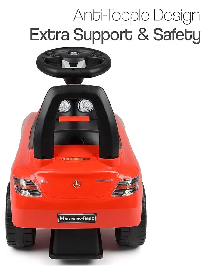دروسا سيارة مرسيدس بنز مرخصة للركوب مع موسيقى ومساحة تخزين أسفل المقعد (حمراء) - Image 5