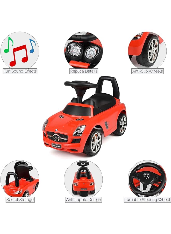 دروسا سيارة مرسيدس بنز مرخصة للركوب مع موسيقى ومساحة تخزين أسفل المقعد (حمراء) - Image 2