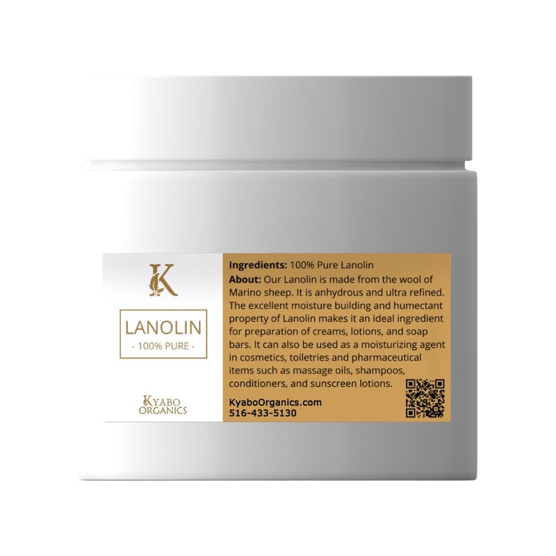 Kyabo Pure Lanolin 1lb Jar - All-Natural Emollient for Dry Skin, Chapped Lips, and More - Moisturizing, Hydrating, and Soothing - Ideal for Skincare and DIY Beauty Products Organic (16oz/1lb Jar) - Image 1