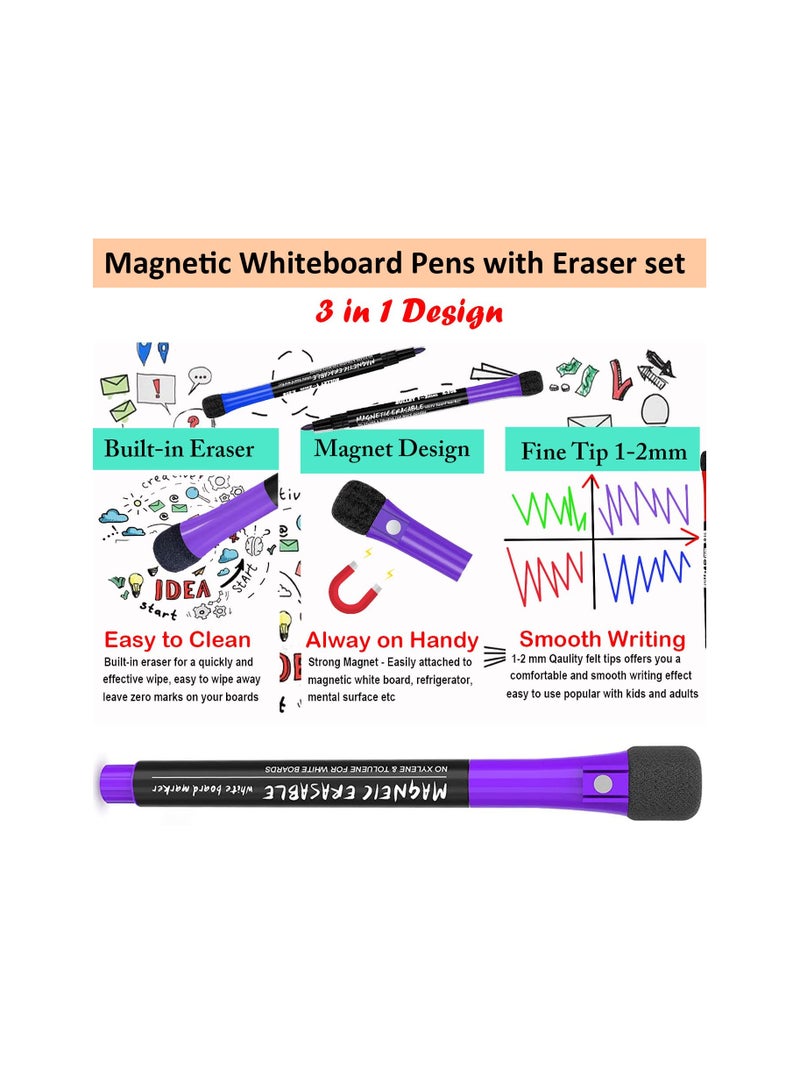 12 Pack of Magnetic Whiteboard Markers - Fine Point Dry Erase Pens with Eraser, Colorful and Erasable, Perfect for Teachers and Classroom Supplies. - Image 4