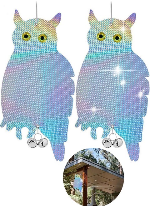 2 Pieces Bird Deworming Control intimidation Device, Bird Drive owl Laser Reflection owl Bird Deworming owl owl and Garden Window Balcony/orch (Rock Color Random)