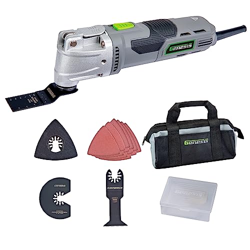 Genesis Oscillating Tool 3.5 Amp Oscillating Multi Tool with 3.7° Oscillation Angle, 6 Variable-Speeds with 16-Piece Accessory Set, Storage Box, Carrying Bag, and 2 Year Warranty (GMT35T) - Image 1