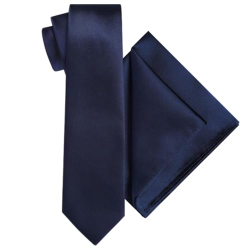 Young Arrow Men's Satin Neck Tie | Formal Solid Necktie for Wedding, Business, Office, Party & Tuxedo | Classic Fit, Soft & Shiny Finish | Stylish Men's Neckwear Accessory (Navy Blue) - Image 1