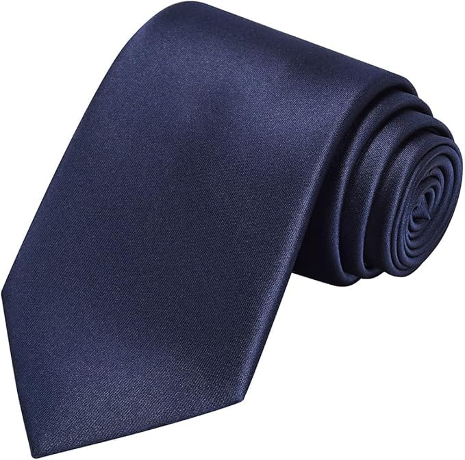 Young Arrow Men's Satin Neck Tie | Formal Solid Necktie for Wedding, Business, Office, Party & Tuxedo | Classic Fit, Soft & Shiny Finish | Stylish Men's Neckwear Accessory (Navy Blue) - Image 2