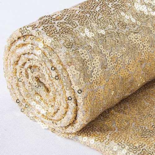 ShiDianYi 3 Feet 1 Yards Light Gold Sequin Fabric, by The Yard, Sequin Fabric, Tablecloth, Linen, Sequin Tablecloth, Table Runner (Light Gold) - Image 1