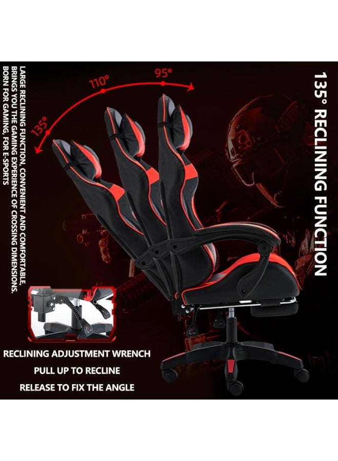 نادراب كرسي ألعاب مريح بتصميم مريح، مصنوع من جلد PU، مزود بمساند ذراع مريحة، ومسند رأس مع وحدة لوضع القدمين، دوران 360°، مناسب للاستخدام المكتبي ولألعاب الكمبيوتر. - Image 4