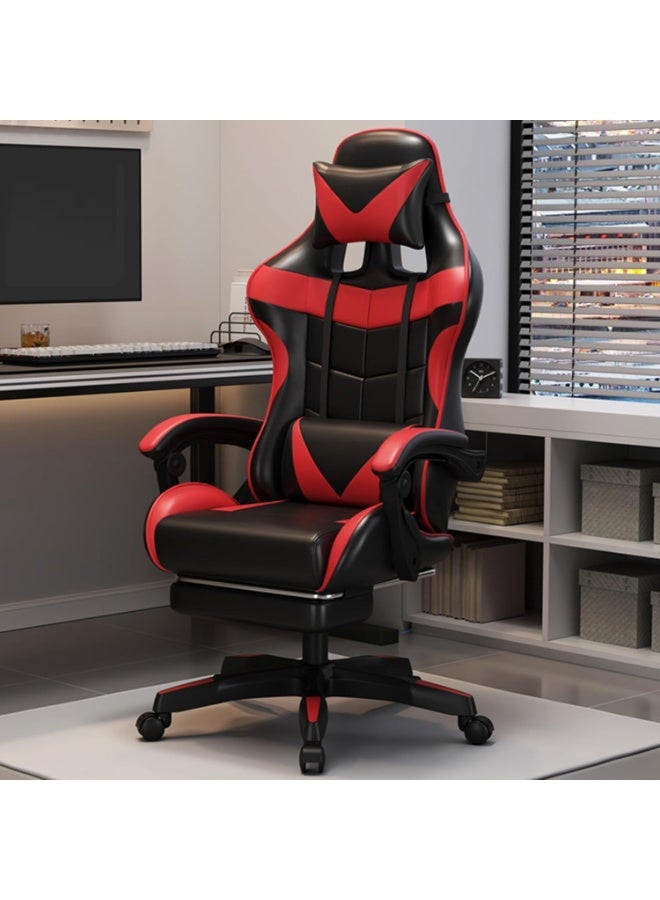 نادراب كرسي ألعاب مريح بتصميم مريح، مصنوع من جلد PU، مزود بمساند ذراع مريحة، ومسند رأس مع وحدة لوضع القدمين، دوران 360°، مناسب للاستخدام المكتبي ولألعاب الكمبيوتر. - Image 1