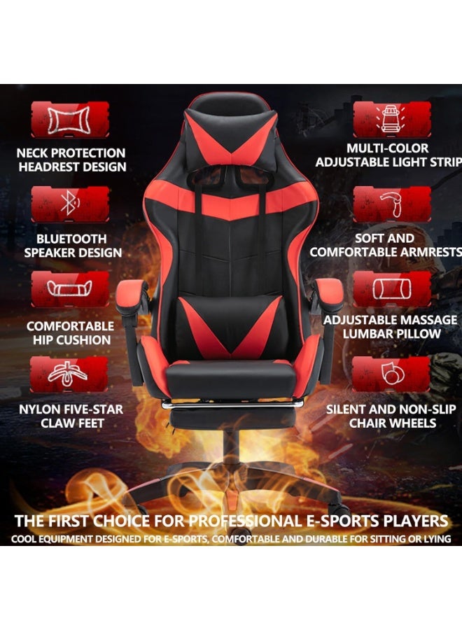 نادراب كرسي ألعاب مريح بتصميم مريح، مصنوع من جلد PU، مزود بمساند ذراع مريحة، ومسند رأس مع وحدة لوضع القدمين، دوران 360°، مناسب للاستخدام المكتبي ولألعاب الكمبيوتر. - Image 3