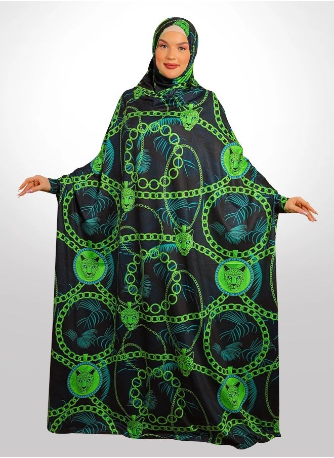 زمرد ثوب صلاة بحريني - مطبوع عملي مع غطاء الرأس من زمرد فاشون  - Image 1